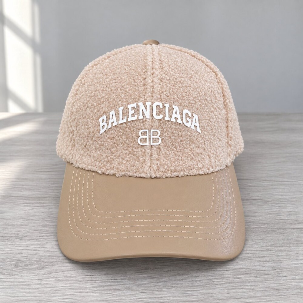 Balenciaga Teddy Leather Beige Cap